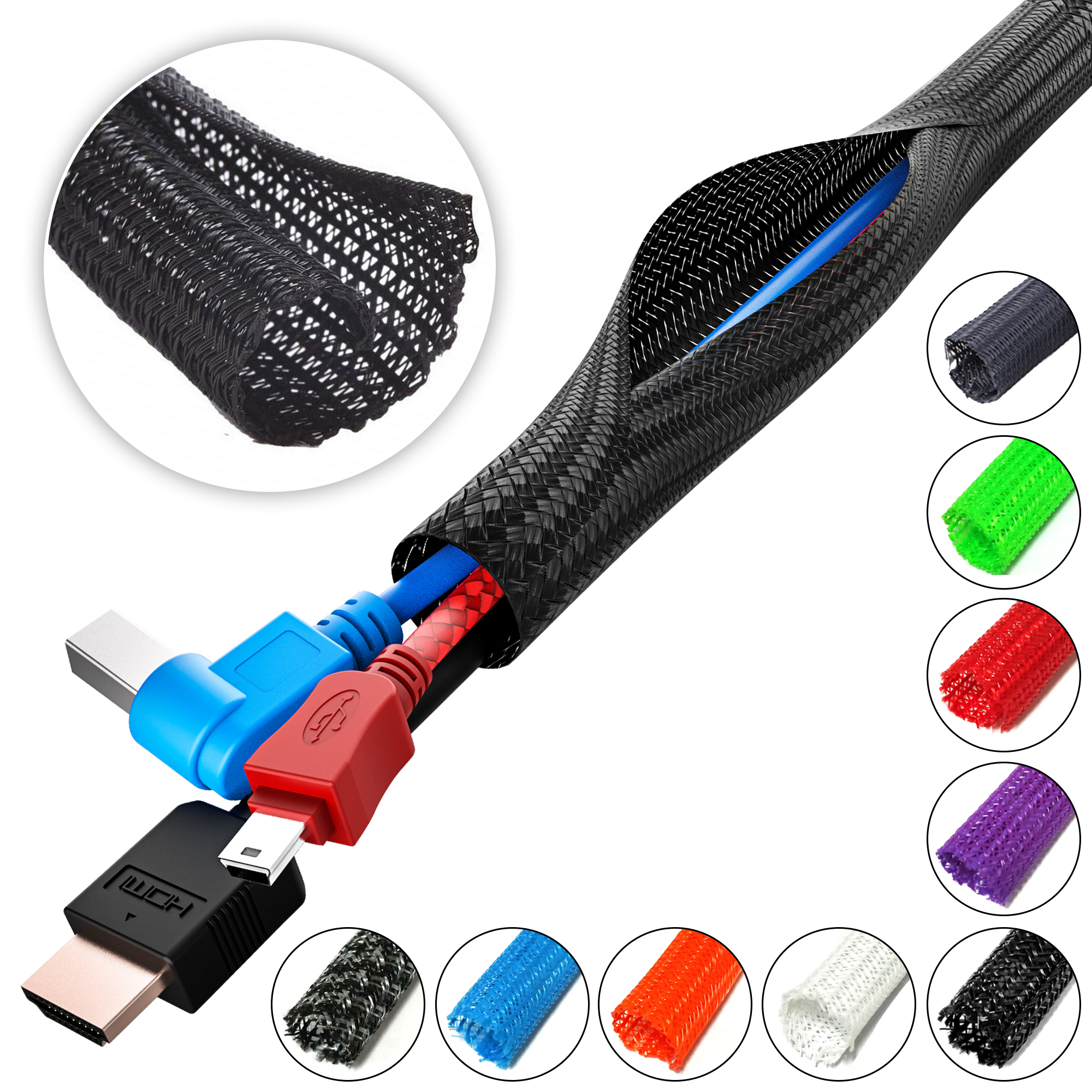 3,2mm Geflechtschlauch PET Sleeve - geschlitzt