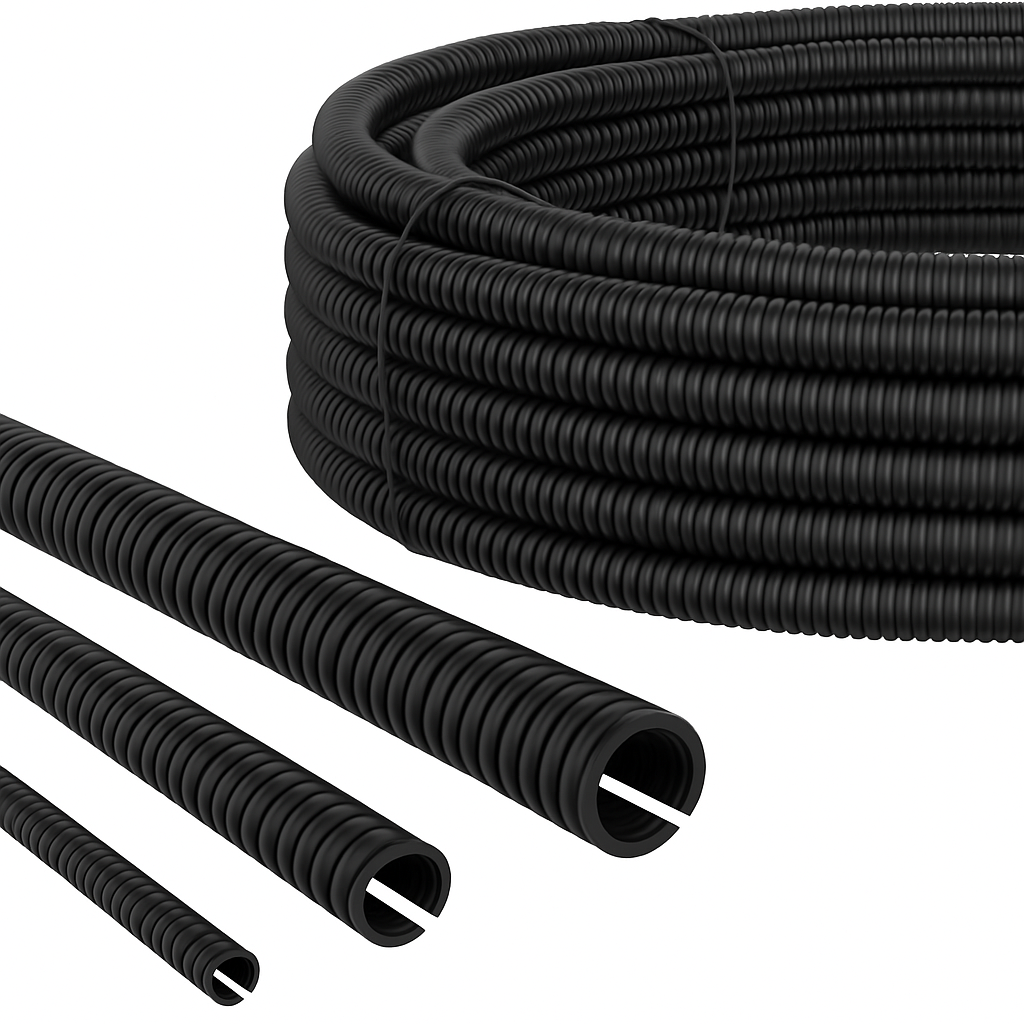 PP Wellrohr Kabelschutzrohr UV & hitzebeständig - geschlitzt