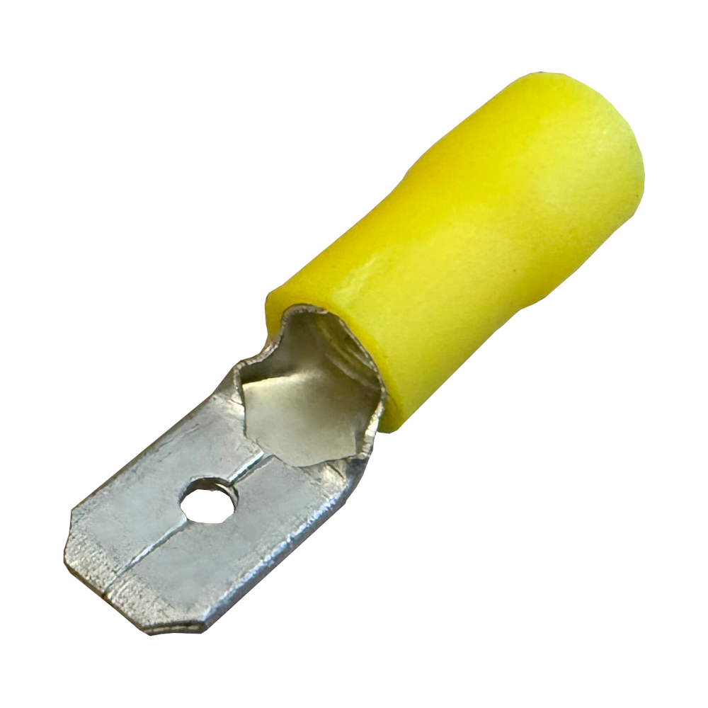 Flachstecker männlich teilisoliert - 6,3mm - gelb